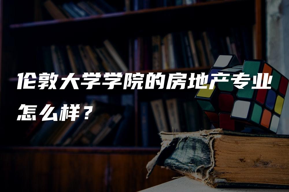 伦敦大学学院的房地产专业怎么样？