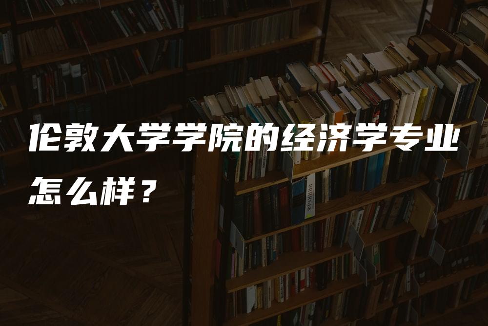 伦敦大学学院的经济学专业怎么样？