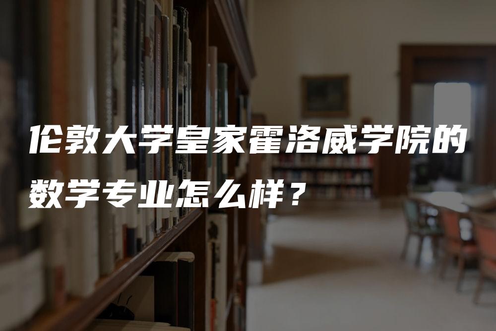 伦敦大学皇家霍洛威学院的数学专业怎么样？