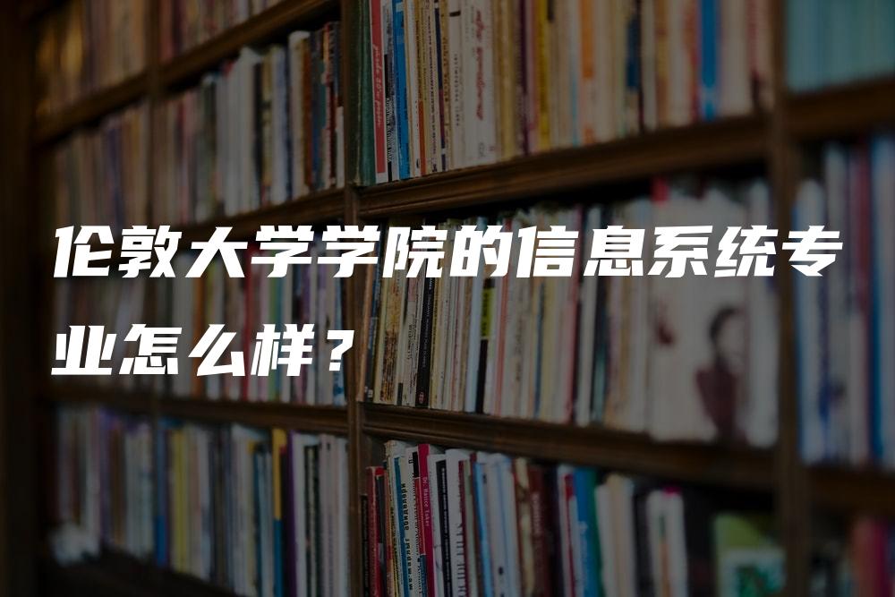 伦敦大学学院的信息系统专业怎么样？