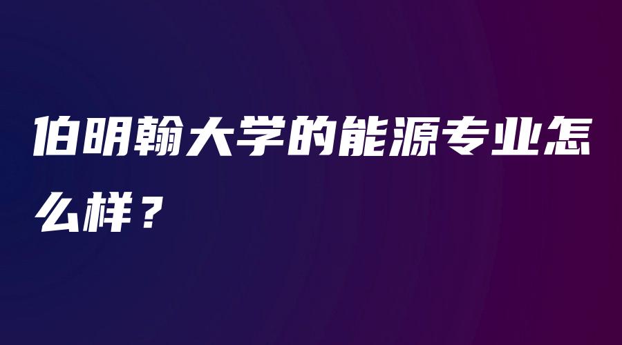 伯明翰大学的能源专业怎么样？