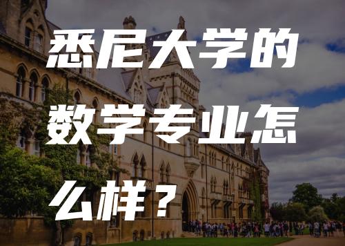 悉尼大学的数学专业怎么样？