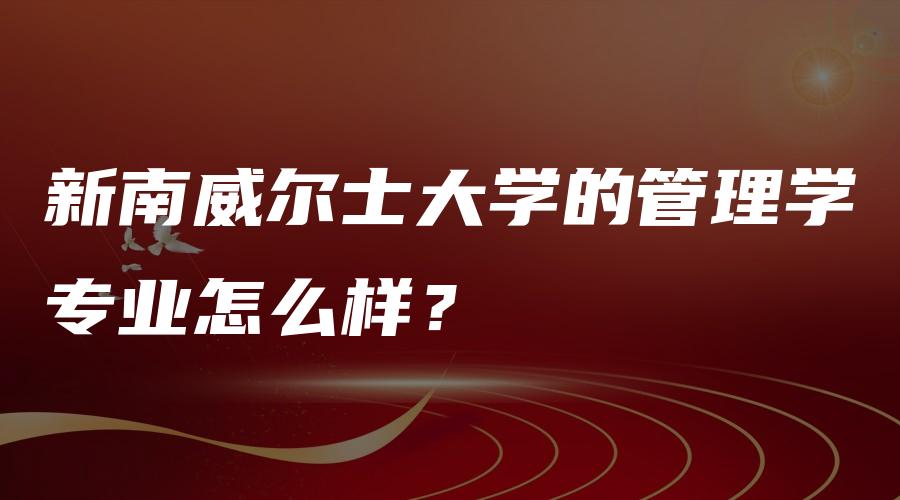 新南威尔士大学的管理学专业怎么样？