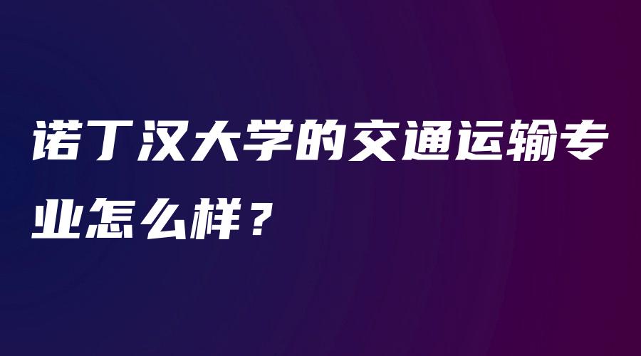 诺丁汉大学的交通运输专业怎么样？