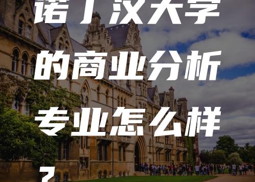 诺丁汉大学的商业分析专业怎么样？