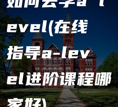 如何去学a level(在线指导a-level进阶课程哪家好)