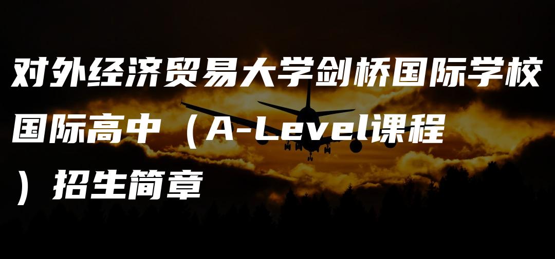 对外经济贸易大学剑桥国际学校国际高中（A-Level课程）招生简章