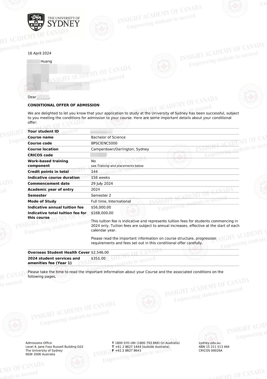 【Offer季】免语言录取悉尼大学，英思德帮他做对了这3点！插图
