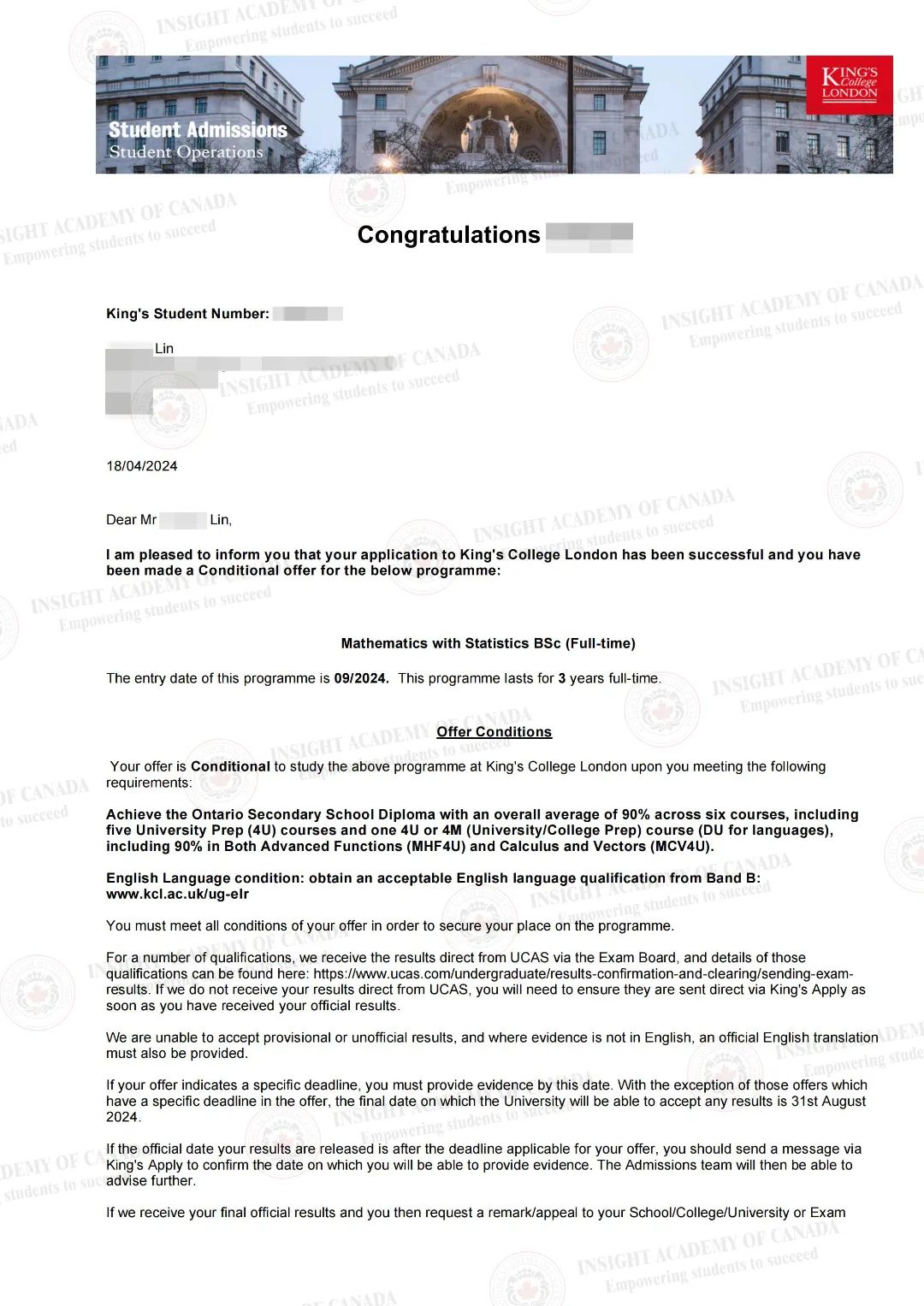 【Offer季】大一退学来英思德读全日制学历课程，只为申请到心仪的统计学专业！插图